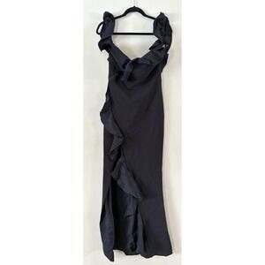 Likely Women's 6 Black Miller Ruffled Off‎ the Shoulder Gown Formal Black Tie